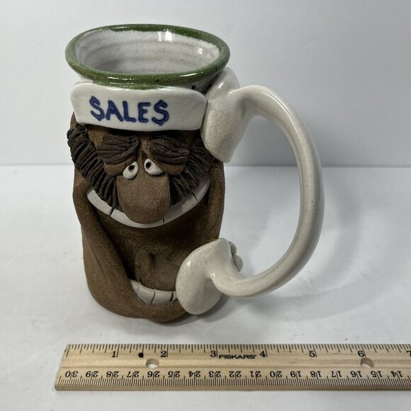 Vintage Mug Pottery Mark Hines Creations Funny Face Hand-Sculpted SALES on Phone - Picture 10 of 10